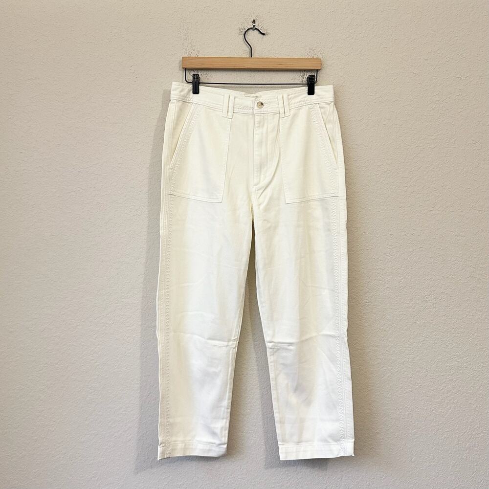 SUNDANCE Jeans White Denim Embroidered Cropped High Rise Boho NWT
